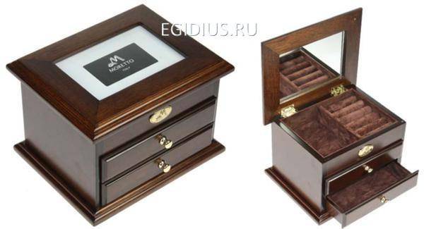 Шкатулка ювелирная "Moretto" 2-х ярусная 19*15*13см 110-100 фото 1 — Egidius.ru