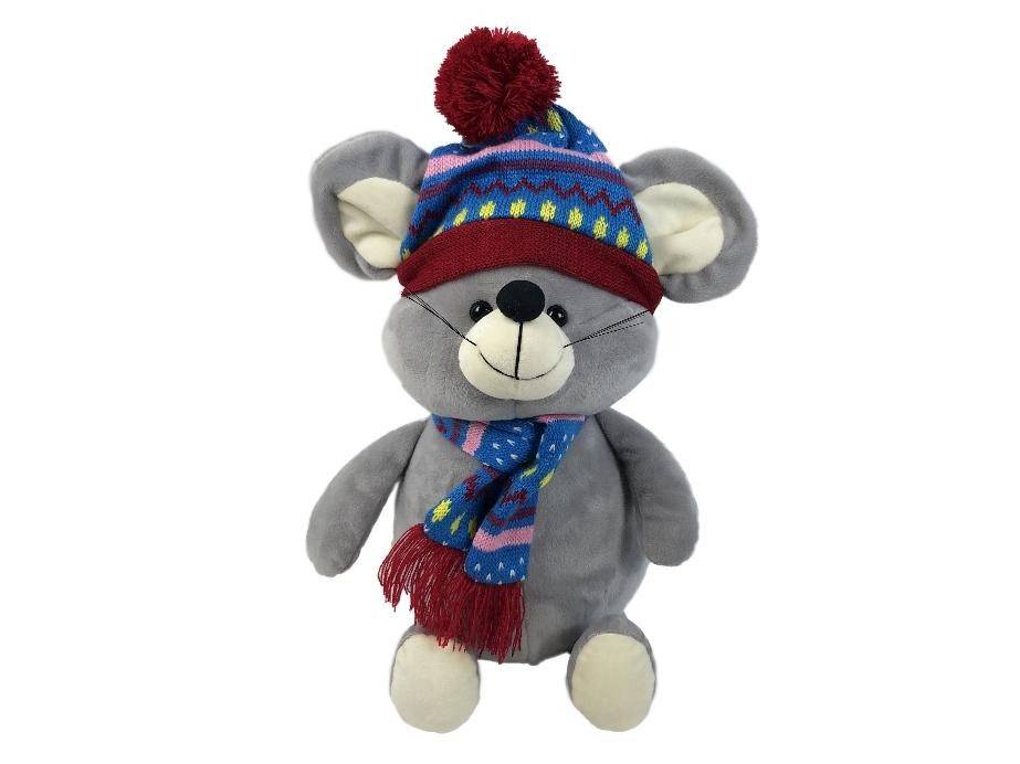 Упаковка для новогодних подарков Мышка в шапке и шарфе 34(48) см 800 гр 2-1-008 фото 1 — Egidius.ru