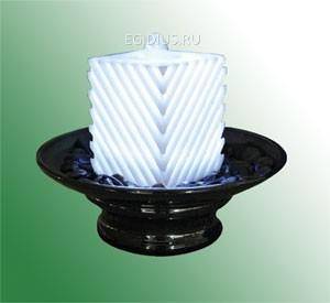 Фонтан с помпой   Белый ребристый куб, белая подсветка 10-0536 фото 1 &mdash; Egidius.ru