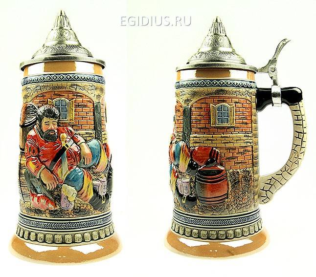 Пивная кружка коллекционная с крышкой 19,5см, 950мл  111-167 фото 1 &mdash; Egidius.ru