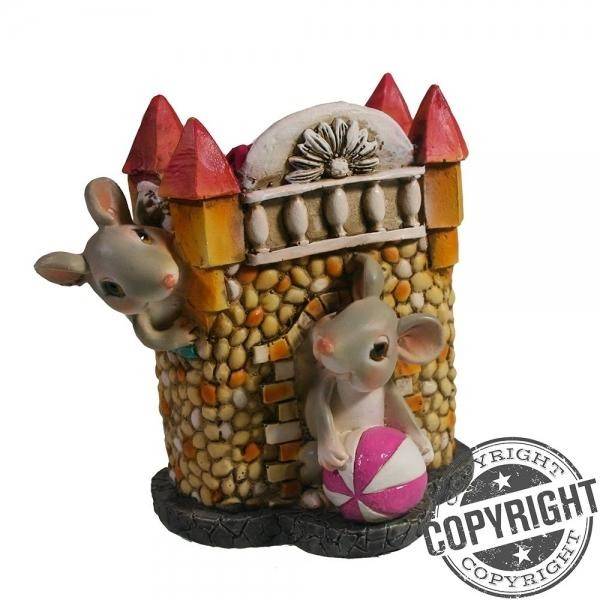 Копилка Мышки в каменном домике L8 W12,5 H12 см 82-1063 фото 1 &mdash; Egidius.ru