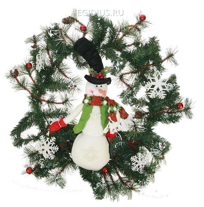 Новогодняя композиция "Рождественский венок" с подсветкой 56*10*56см  150-908 фото 1 — Egidius.ru