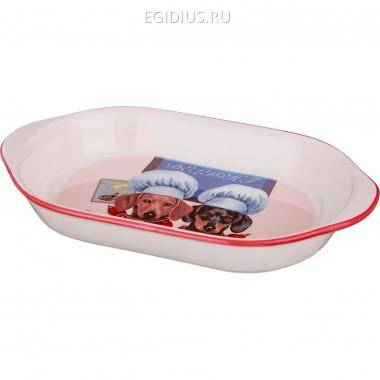 Блюдо-шубница &quot;таксы-поварята&quot; 28*17,5*4,5 см.  332-734 — Egidius.ru