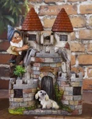 Фонтан для дома "Лесной замок гнома и его собака" 10-0024 фото 1 — Egidius.ru