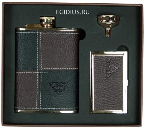 Подарочный набор "VIRON": фляжка 230мл, воронка, визитница 21*18*5см 114-538 фото 1 &mdash; Egidius.ru