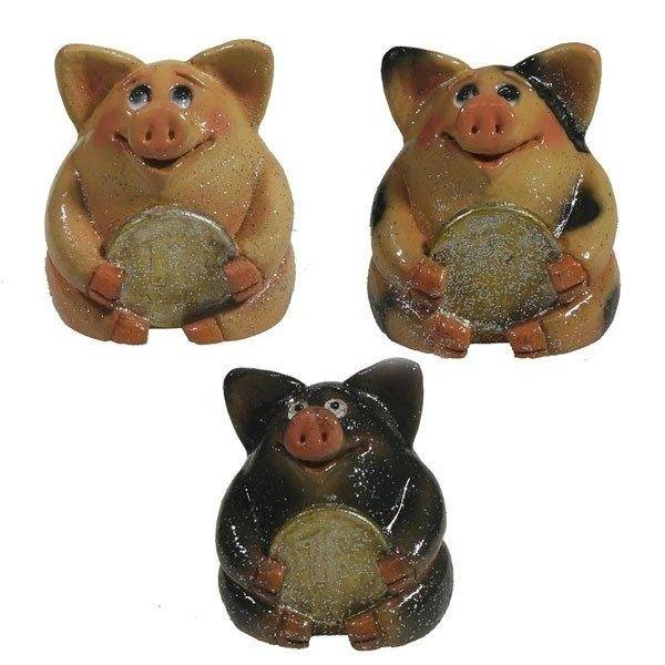 Фигура декоративная "Свинка рубль бережет", L4.5W5H5, 3в. 82-0431 фото 1 — Egidius.ru
