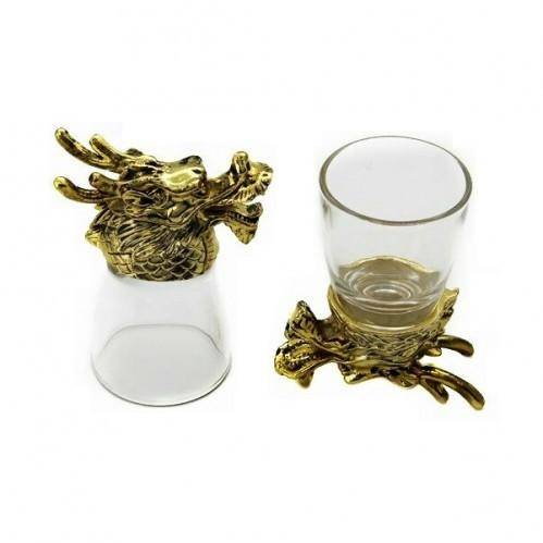 Набор из 2-х стопок с драконом в золотом цвете 3-1-335 фото 1 &mdash; Egidius.ru
