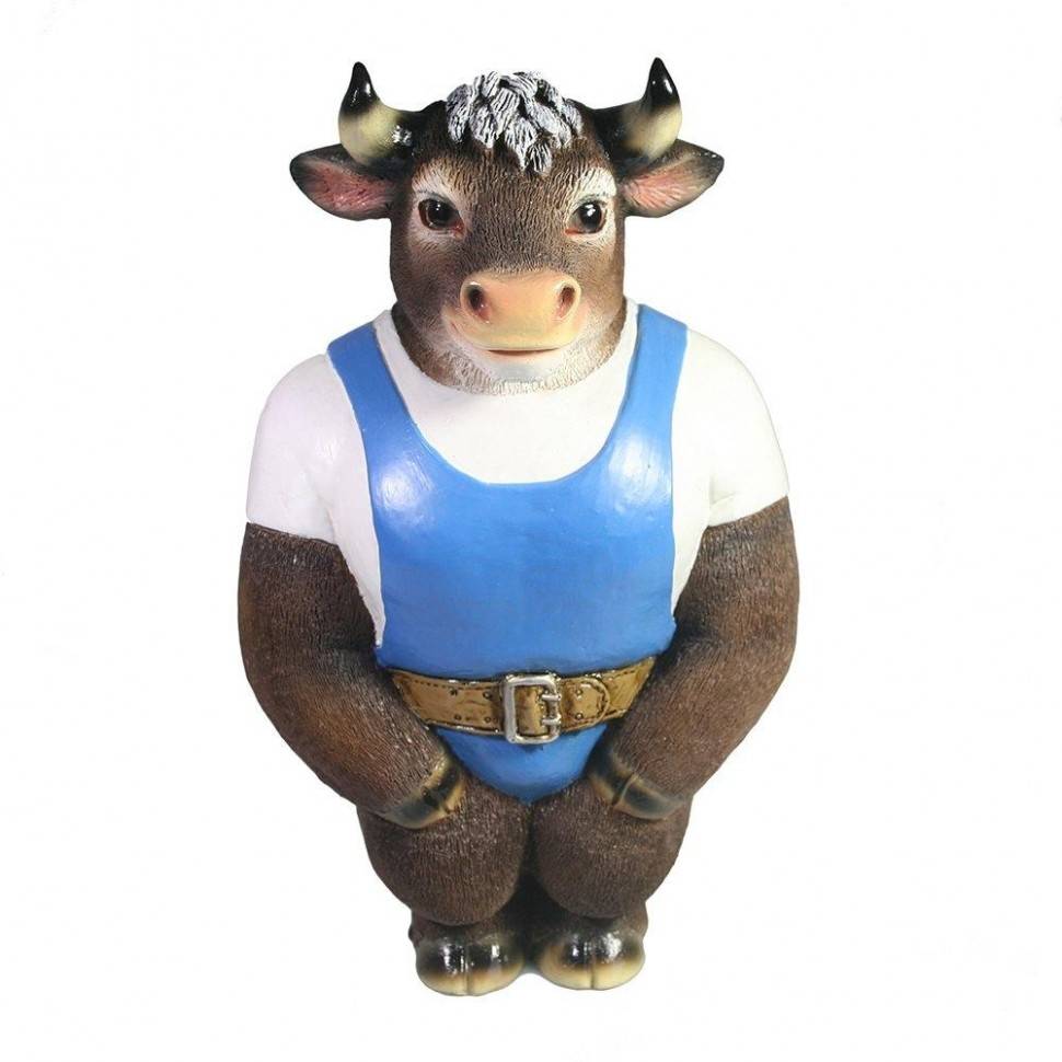 Копилка Бык Штангист (синий) L10W13,5H20,5 82-1890 фото 1 &mdash; Egidius.ru