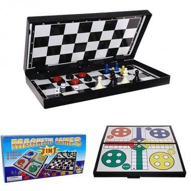 Игра настольная 3 в 1 (шахматы, шашки, лудо (ludo), L24,5 W12,5 H3,5 см 81-5143 — Egidius.ru