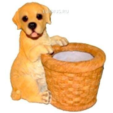 Декоративное кашпо для цветов &quot;Щенок лабрадора с корзинкой&quot;L20.3W13.3H21см 81-6601 — Egidius.ru