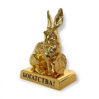 Фигурка кролик Swarovski с монеткой и пожеланием 4 вида 4*2*5см, символ года 2023, кролик/кот 3-2-158