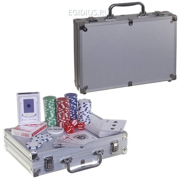 Настольная игра Покер в металлическом кейсе (200 фишек), L31,3 W23,6 H7,7 см 81-5433 фото 1 — Egidius.ru