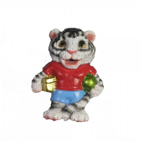 Магнит "Тигр с подарками" (белый) L3,5W1,5H4 81-3019 фото 1 &mdash; Egidius.ru