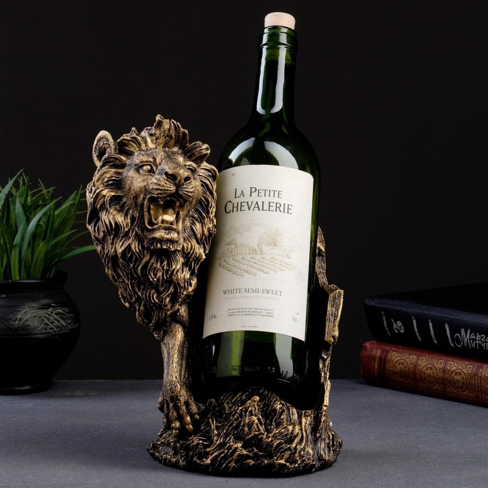 Подставка под бутылку "Лев" (бронза) 14*19*24 см 81-8067 фото 1 — Egidius.ru