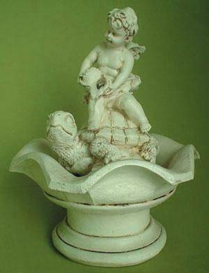 Фонтан с помпой мальчик на черепахе Н=31см 10-0053 фото 1 &mdash; Egidius.ru