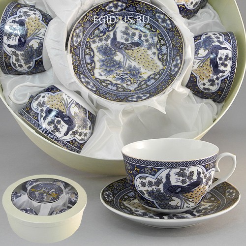 Набор чайный 12 пр. синий павлин 250 мл под.уп. 900-293 фото 1 — Egidius.ru
