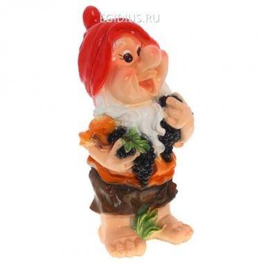 Фигура декоративная садовая &quot;Гном с виноградом&quot; L33W30H63 см 81-6192 — Egidius.ru