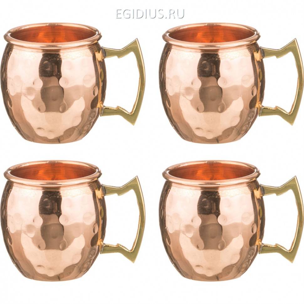 Набор медных кружек из 4 шт. 50 мл в подарочной кор  324-351 фото 1 — Egidius.ru