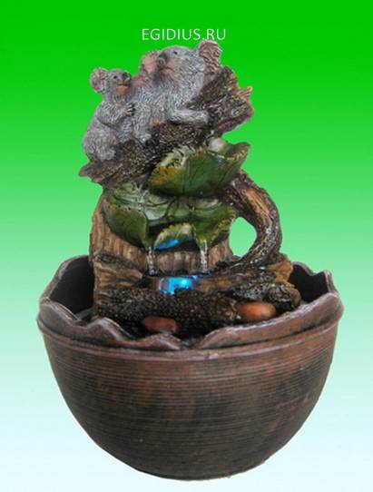 Декоративный фонтан маленький Коалы, подсветка   H*L*W=17*12,5*12,5см 10-0426 фото 1 &mdash; Egidius.ru