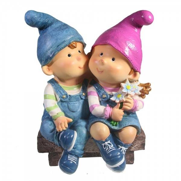 Фигура для дачи "Пара гномиков на лавочке" L14W20H26 81-6786 фото 1 — Egidius.ru