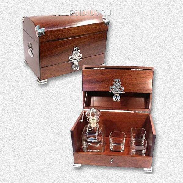Сундук-бар виски, графин+3 бокала  22*34см, h 701-000 фото 1 &mdash; Egidius.ru