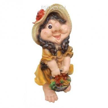 Фигура для дачи Девочка-гном с корзинкой L23W25H49 см 81-6245 — Egidius.ru