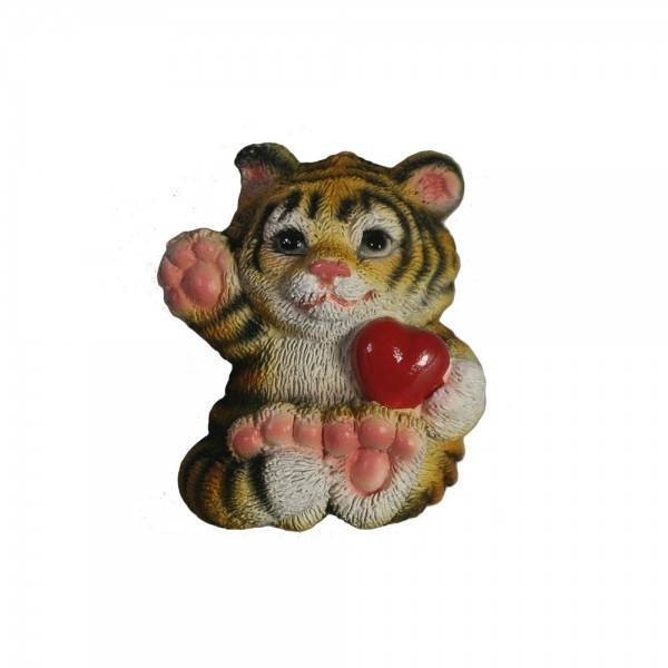 Магнит "Тигр с сердечком" (рыжий) L3,5W1,5H4 81-3022 фото 1 &mdash; Egidius.ru