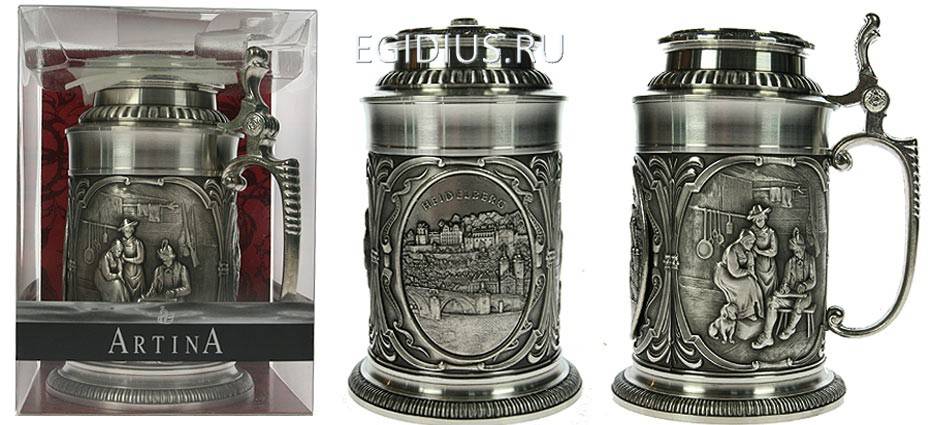 Пивная кружка коллекционная Хайденберг с крышкой 0,5л.  112-039 фото 1 &mdash; Egidius.ru