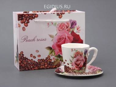 Чайный набор на 1 персону 2 пр.&quot;розы&quot; 200 мл.  310-083 — Egidius.ru