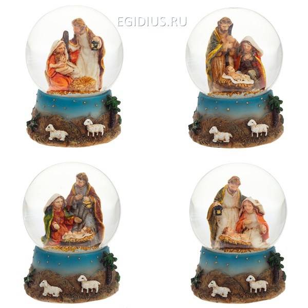 Фигурка декоративная в стеклянном шаре, 45 мм, 4 в. 81-1151 фото 1 &mdash; Egidius.ru