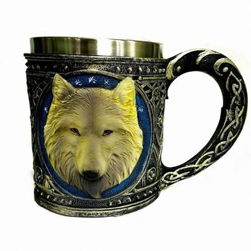 Кружка "Волк" из поистоуна, колба из нержавеющей стали , 430мл 3-4-019 фото 1 — Egidius.ru