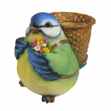 Кашпо садовое &quot;Синица с корзинкой на спине&quot; L16W12H15 81-6788 — Egidius.ru