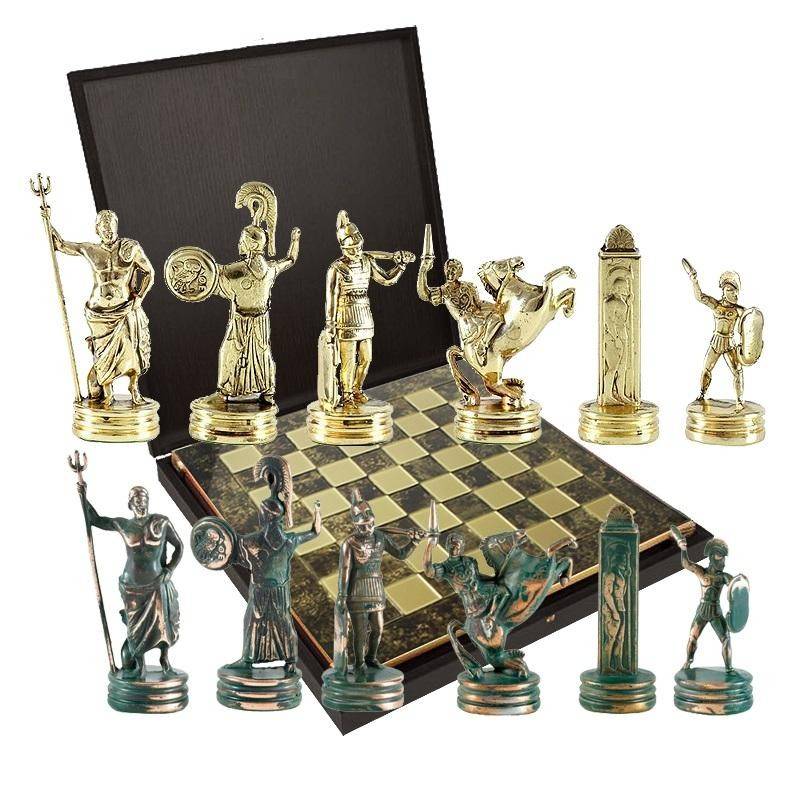 Шахматный набор "Троянская война" (коричн. мет. доска 36х36, дер. короб, фигуры золото/антик) 31-0824 фото 1 — Egidius.ru