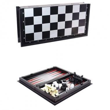 Игра настольная 3 в 1 (шахматы, шашки, нарды) с магнитной доской, L20 W9,5 H3,5 см 81-5144 — Egidius.ru