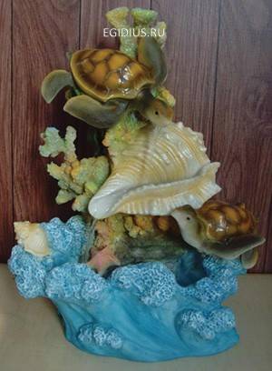 Фонтан: Черепашки и раковины  Н*L*D=35*25*17см 10-0303 фото 1 — Egidius.ru