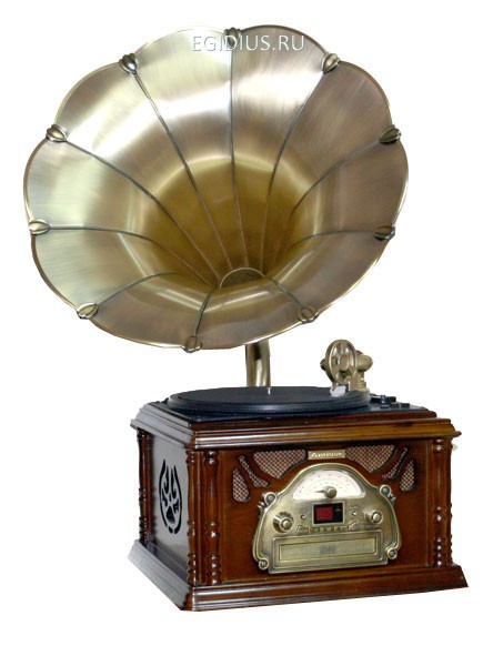 Музыкальный центр-ретро "Граммофон". Функции: винил, AM/FM, CD, аудио 40*33*80см  100-306 фото 1 — Egidius.ru