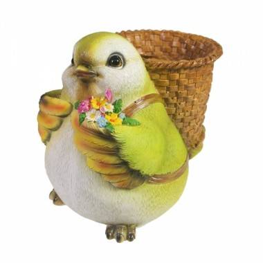 Кашпо садовое &quot;Канарейка с корзинкой на спине&quot; L16W12H15 81-6789 — Egidius.ru