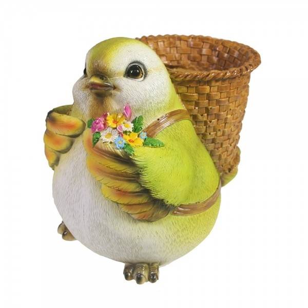 Кашпо садовое "Канарейка с корзинкой на спине" L16W12H15 81-6789 фото 1 — Egidius.ru