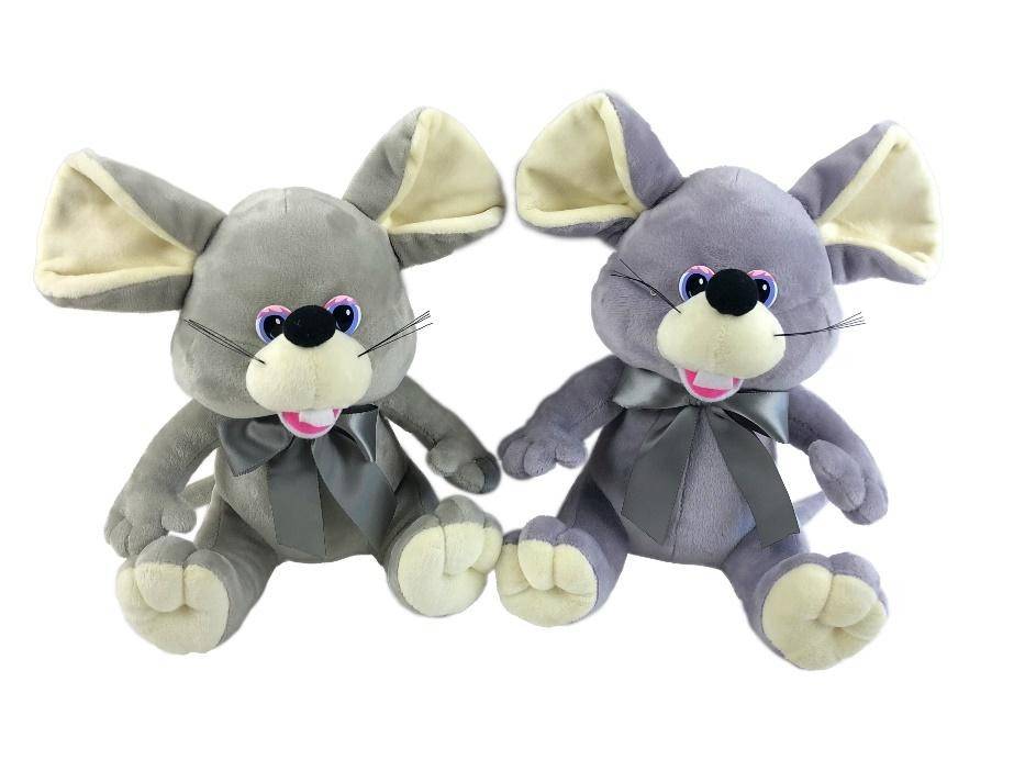 Мягкая игрушка Мышка с ленточкой 22 см символ года 2020 2-1-054 фото 1 &mdash; Egidius.ru