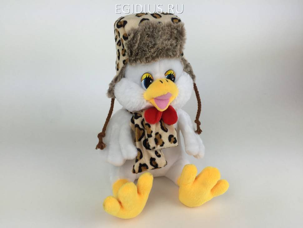 Мягкая игрушка музыкальная "Петух в ушанке" 19 см 281-007 фото 1 &mdash; Egidius.ru