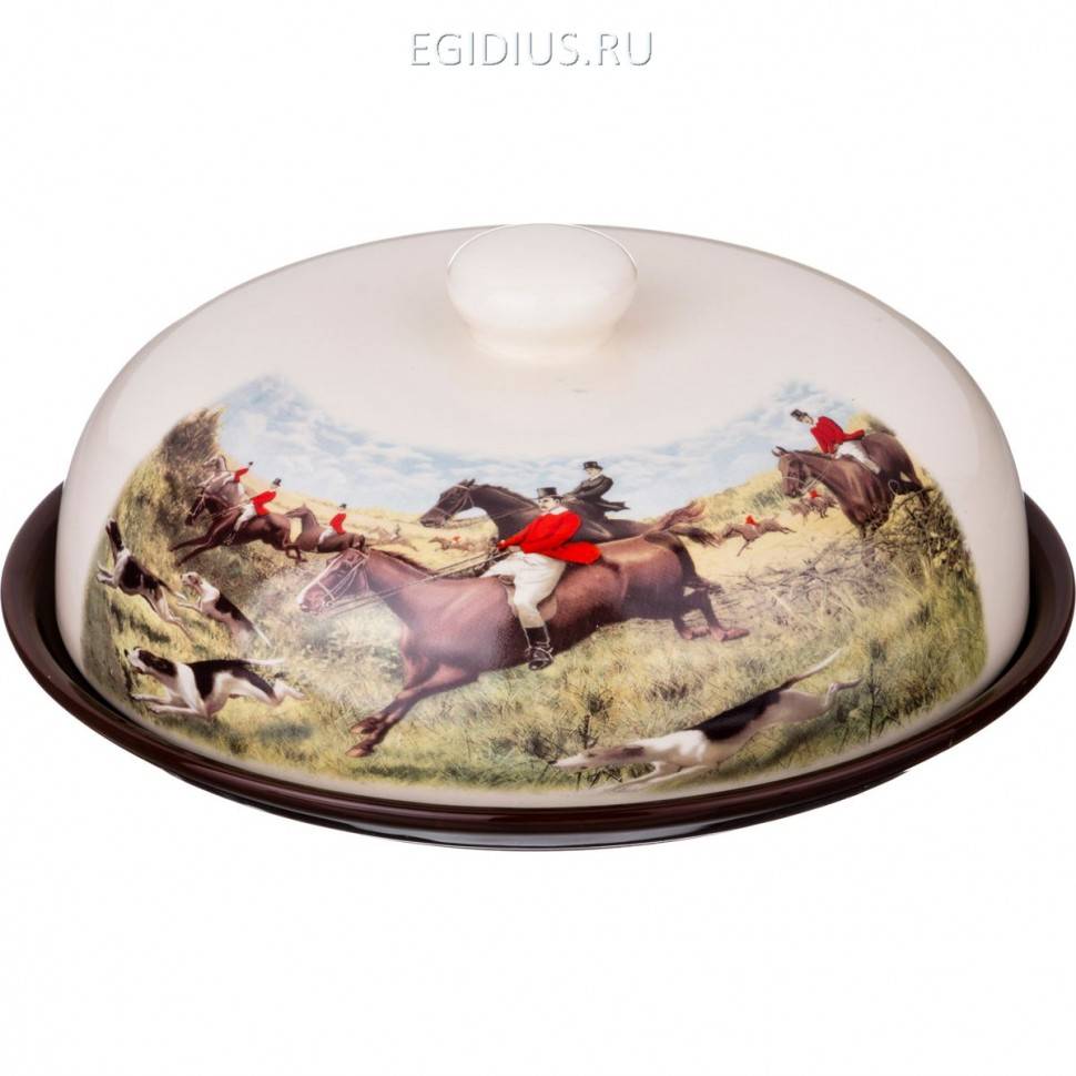 Блюдо для блинов с крышкой "охота" диаметр=23 см. высота=10 см.  332-752 фото 1 &mdash; Egidius.ru