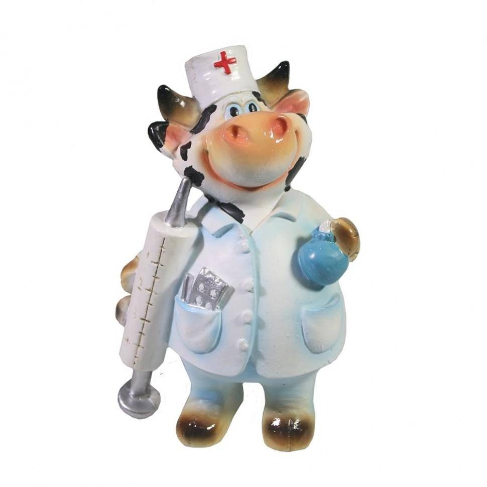 Фигура декоративная Бычок доктор L7W9,5H13,5 82-1810 фото 1 — Egidius.ru