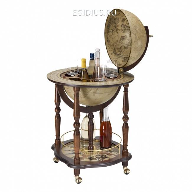 Глобус-бар "Антик",нат.дерево,d.40см,58х93h 700-002 фото 1 — Egidius.ru