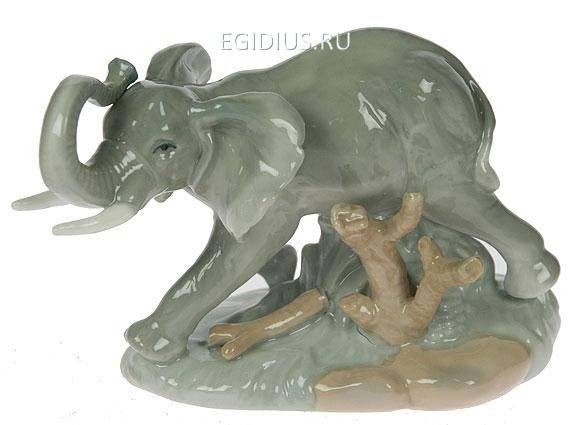Статуэтка Слон, фарфор 15см 113-085 фото 1 — Egidius.ru