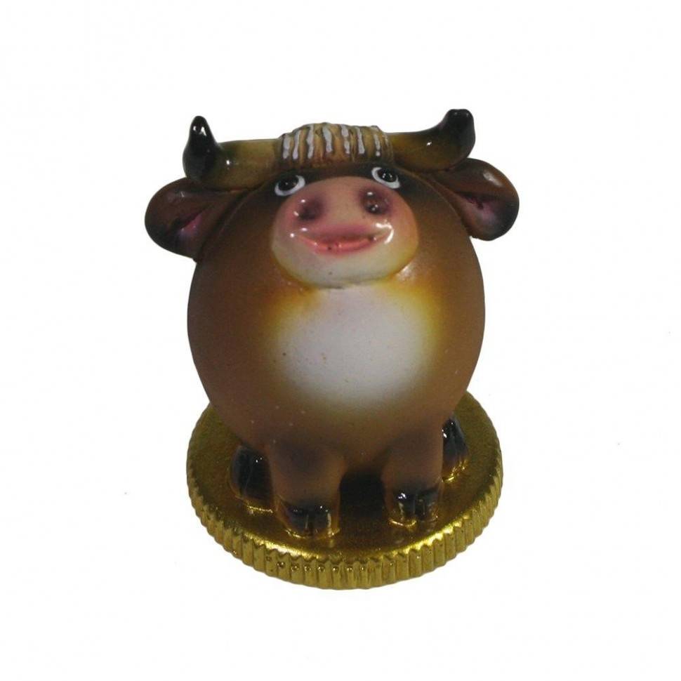 Фигура декоративная Бычок на монетке (коричневый) L4,5W4,5H5,5 82-1783 фото 1 &mdash; Egidius.ru