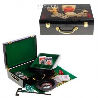 Настольная игра Покер (100 фишек, рулетка, сукно, карты, кости ), L 33,9 W 24 H 11 см 81-5439 — Egidius.ru