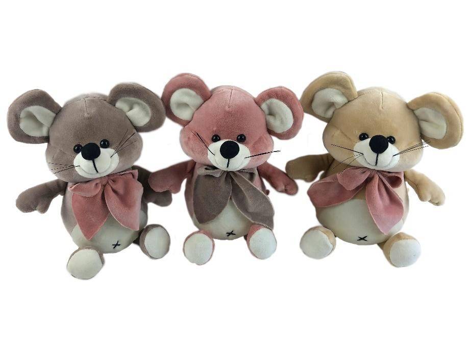 Мягкая игрушка Мышка с бантиком 22(30) см символ года 2020 2-1-055 фото 1 &mdash; Egidius.ru