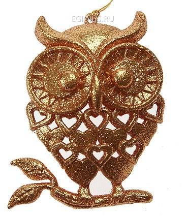 Игрушка ёлочная Сова золото 151-113 фото 1 &mdash; Egidius.ru