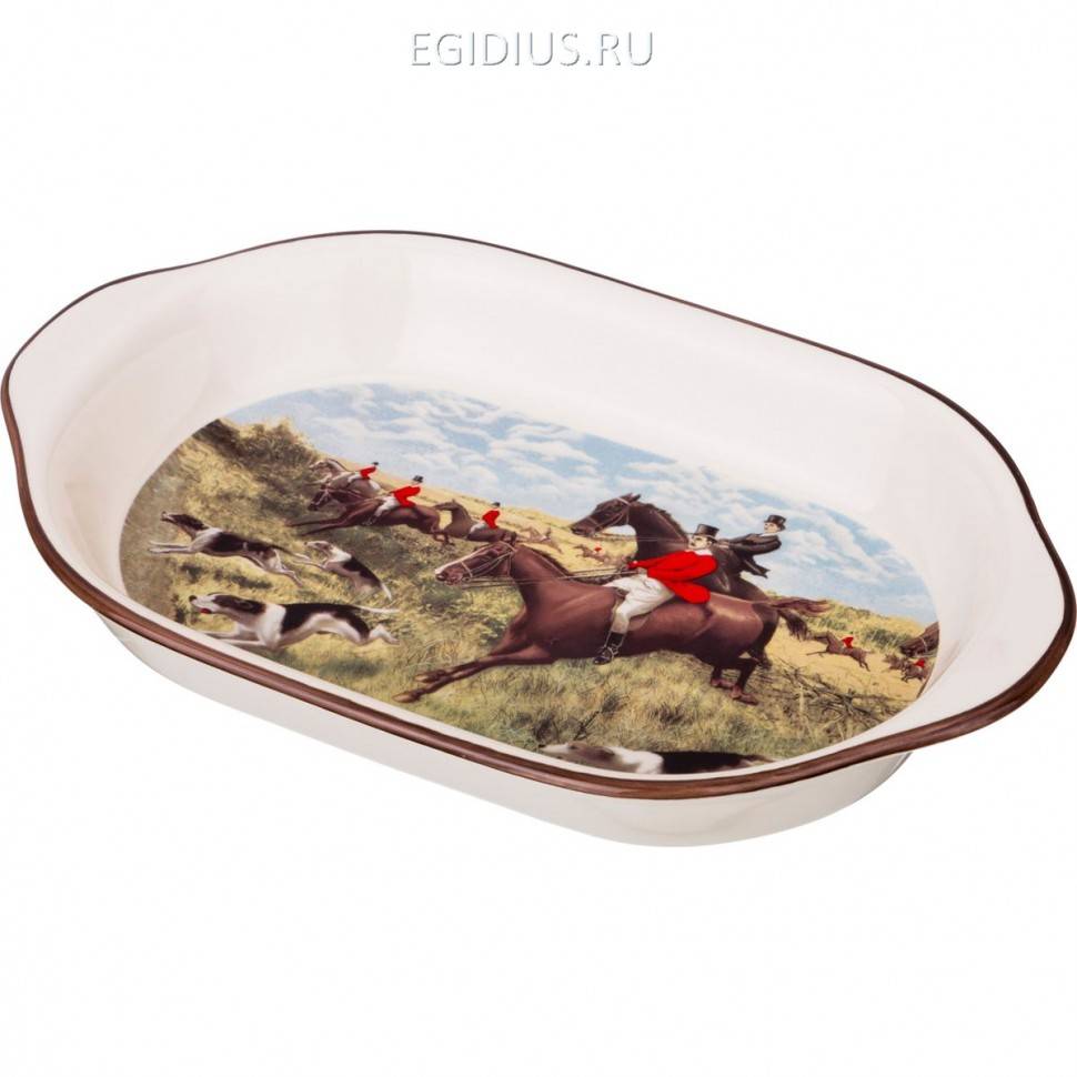Блюдо-шубница "охота" 28*17.5*4.5 см  332-754 фото 1 &mdash; Egidius.ru