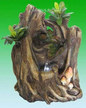 Фонтан: Бонсайная композиция в дереве, белая подсветка Н*L*D=25*19*15 10-0187 фото 1 — Egidius.ru